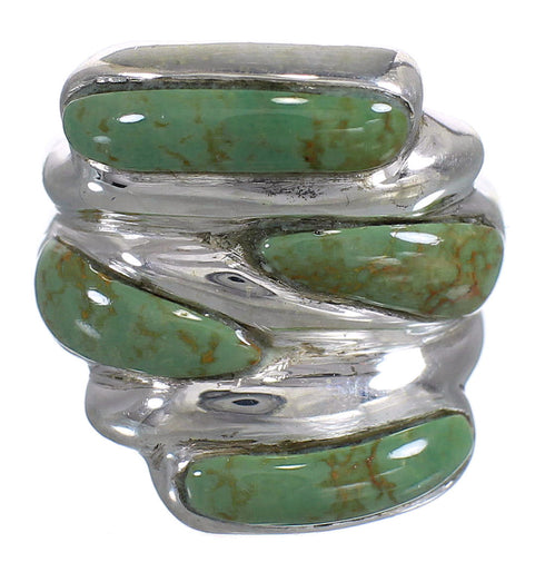 Turquoise Inlay Authentic Sterling Silver Southwestern Ring Size 8-1/4 AX87367